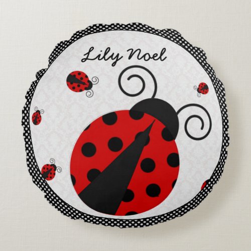 Little Lady Ladybug Round Pillow