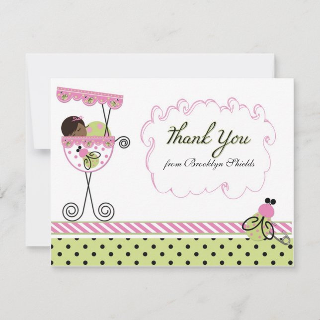 Little Lady Ladybug Theme Thank You Card (Front)