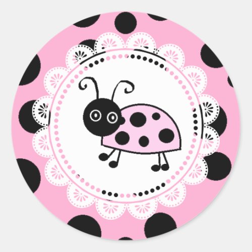 Little Lady Pink Ladybug Classic Round Sticker