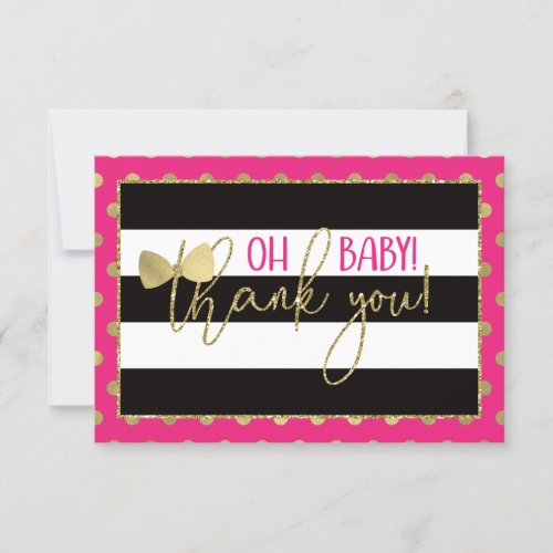 Little Lady Thank You Card Faux Gold