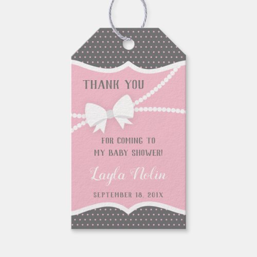 Little Lady Thank You Tag Favor Pink Gray Gift Tags