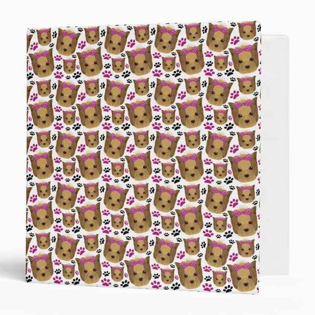 Little Lady Toy Yorkie Yorkshire Terrier Puppy Dog 3 Ring Binder (Front/Inside)