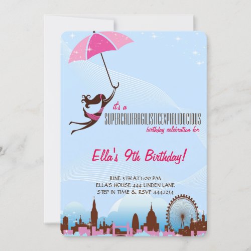 Little Lady Umbrella Birthday Party Invitations