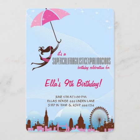 Little Lady Umbrella Birthday Party Invitations