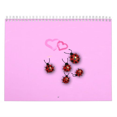 Little ladybirds and dreamy pink landscape calendar