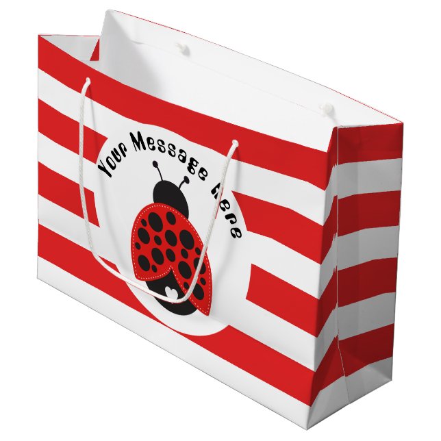 Little ladybug add message party bag (Front Angled)