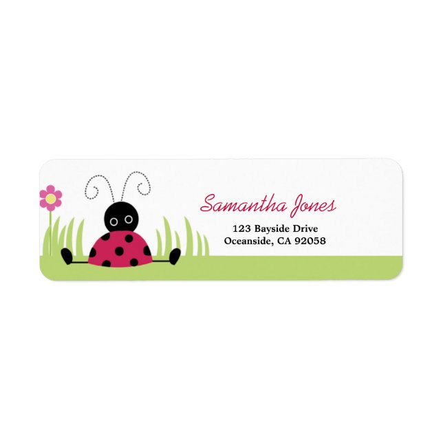 Little Ladybug Baby Shower Address Label (Front)