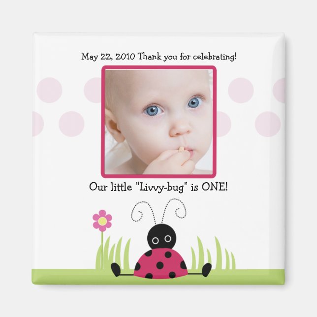 Little Ladybug Baby Shower / Birthday Favor Magnet (Front)