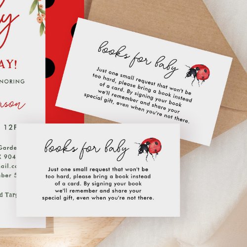 Little Ladybug Baby Shower Book Request Cards