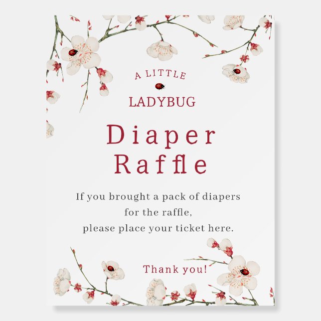 Little Ladybug Baby Shower Diaper Raffle Foam Board (Front)