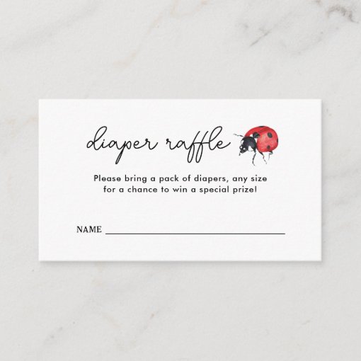 Little Ladybug Baby Shower Diaper Raffle Tickets Enclosure Card | Zazzle