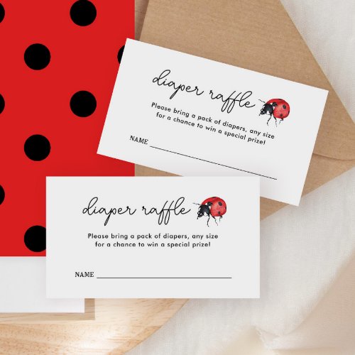 Little Ladybug Baby Shower Diaper Raffle Tickets Enclosure Card