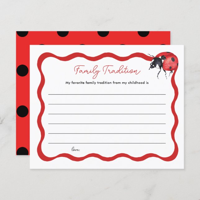 Little Ladybug Baby Shower Family Tradition Card (Front/Back)