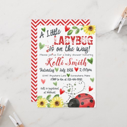 Little Ladybug Baby Shower Invitations