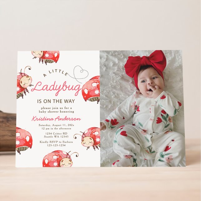 Little Ladybug Baby Shower Party Photo Invitation (Creator Uploaded)