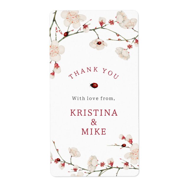 Little Ladybug Baby Shower Thank you Sticker (Front)