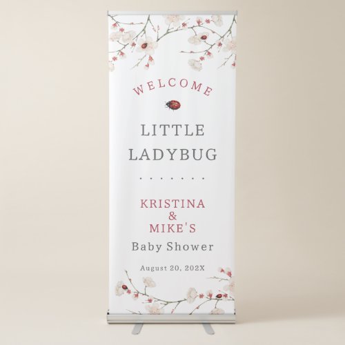 Little Ladybug Baby Shower Welcome Retractable Banner