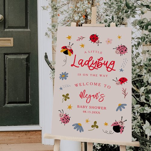 Little Ladybug Baby Shower Welcome Sign