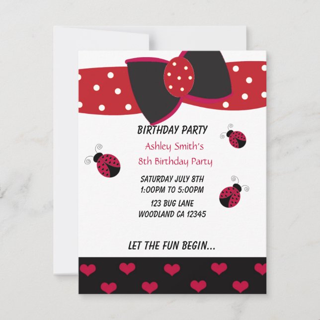 Little Ladybug Birthday Invitation (Front)