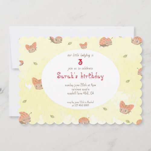 Little ladybug birthday invitation