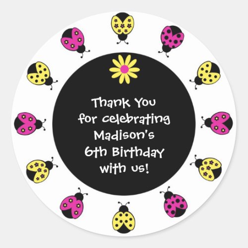 Little Ladybug Birthday Party  Classic Round Sticker