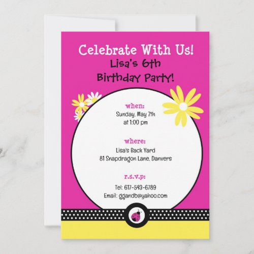 Little Ladybug Birthday Party Editable Invitation