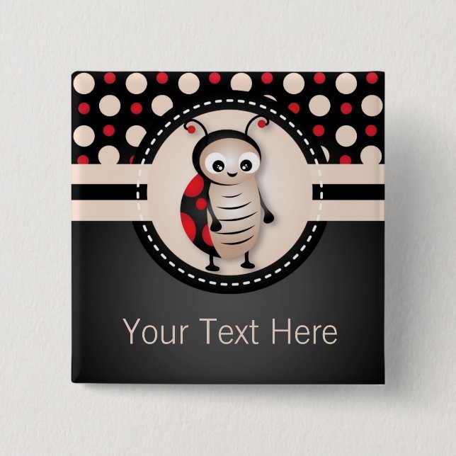 Little Ladybug Birthday Party Favor Button (Front)