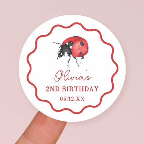 Little Ladybug Birthday Party Favors Classic Round Sticker