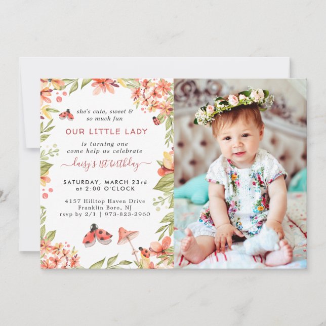 Little Ladybug | Birthday Party Invitation (Front)