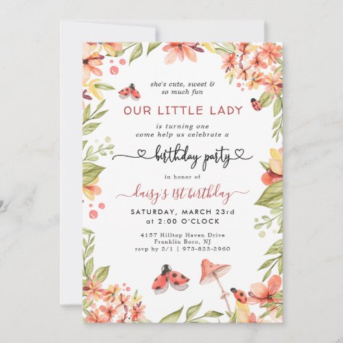 Little Ladybug  Birthday Party Invitation