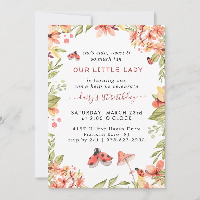 Little Ladybug | Birthday Party Invitation (Front)