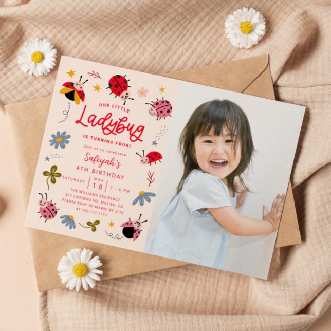 Little Ladybug Birthday Party Photo Invitation (Creator Uploaded)