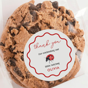 Little Ladybug Birthday Party Thank You Classic Round Sticker