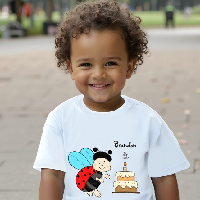Little ladybug boy with cake baby T-Shirt (Creator Uploaded)