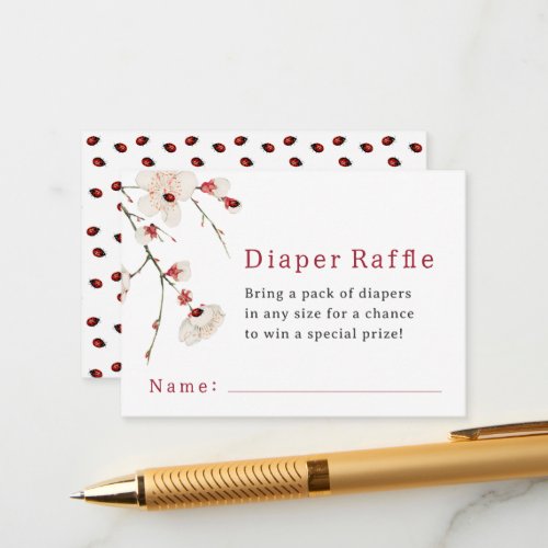 Little Ladybug Diaper Raffle Baby Shower  Enclosure Card