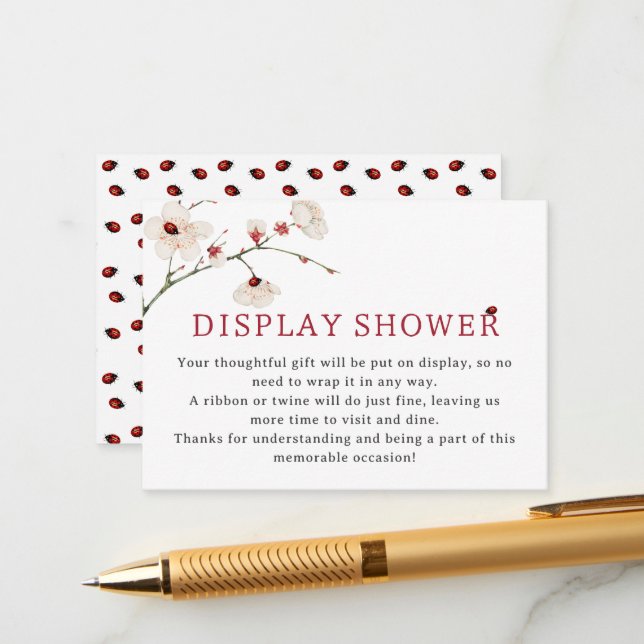 Little Ladybug Display Shower Baby Shower  Enclosure Card (Front/Back In Situ)