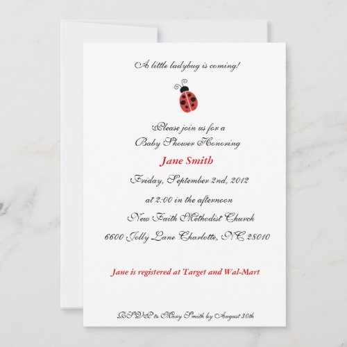 Little Ladybug Elegant Baby Shower Invite