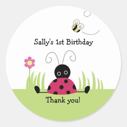 Little Ladybug Favor Sticker Baby Shower Birthday