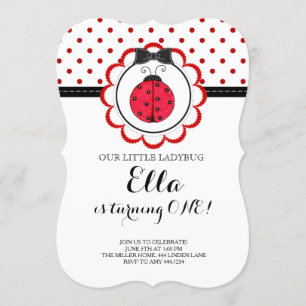Little Ladybug First Birthday Party Invitation