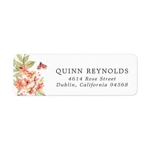 Little Ladybug  Floral Return Address Label