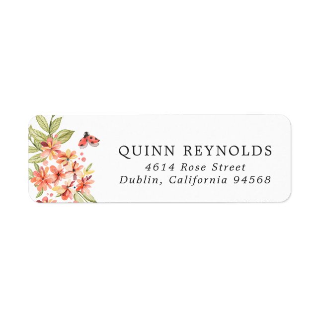 Little Ladybug | Floral Return Address Label (Front)