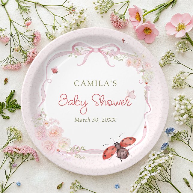 Little Ladybug Garden Girl Baby Shower Paper Plates (Creator Uploaded)