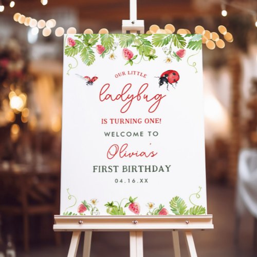 Little Ladybug Girl 1st Birthday Party Welcome Foam Board