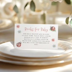 Little Ladybug Girl Baby Shower Books for Baby Enclosure Card