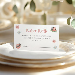 Little Ladybug Girl Baby Shower Diaper Raffle Enclosure Card