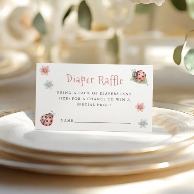 Little Ladybug Girl Baby Shower Diaper Raffle Enclosure Card (Creator Uploaded)