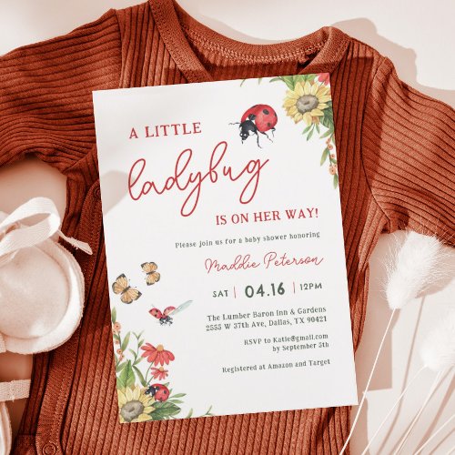 Little Ladybug Girl Baby Shower Invitation