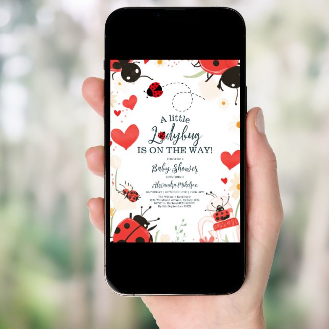 Little Ladybug Girl Baby Shower Invitation (Front Digital)