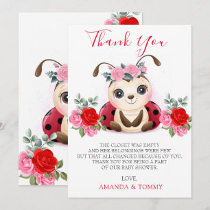 Little Ladybug Girl Baby Shower Thank You Card