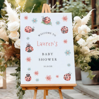 Little Ladybug Girl Baby Shower Welcome Foam Board